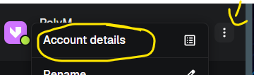 MetaMask — menu da conta com a opção Account details assinalada
